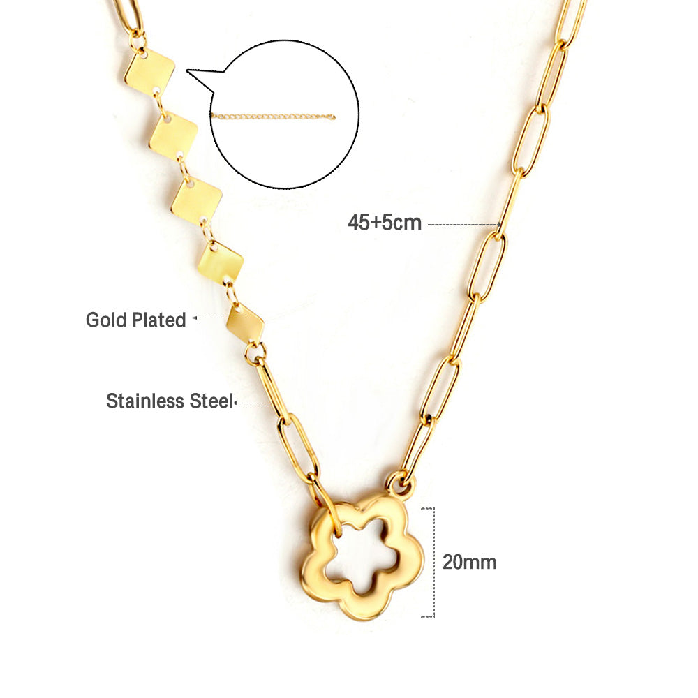 Perzikbloesem &amp; vierkante bedelketting