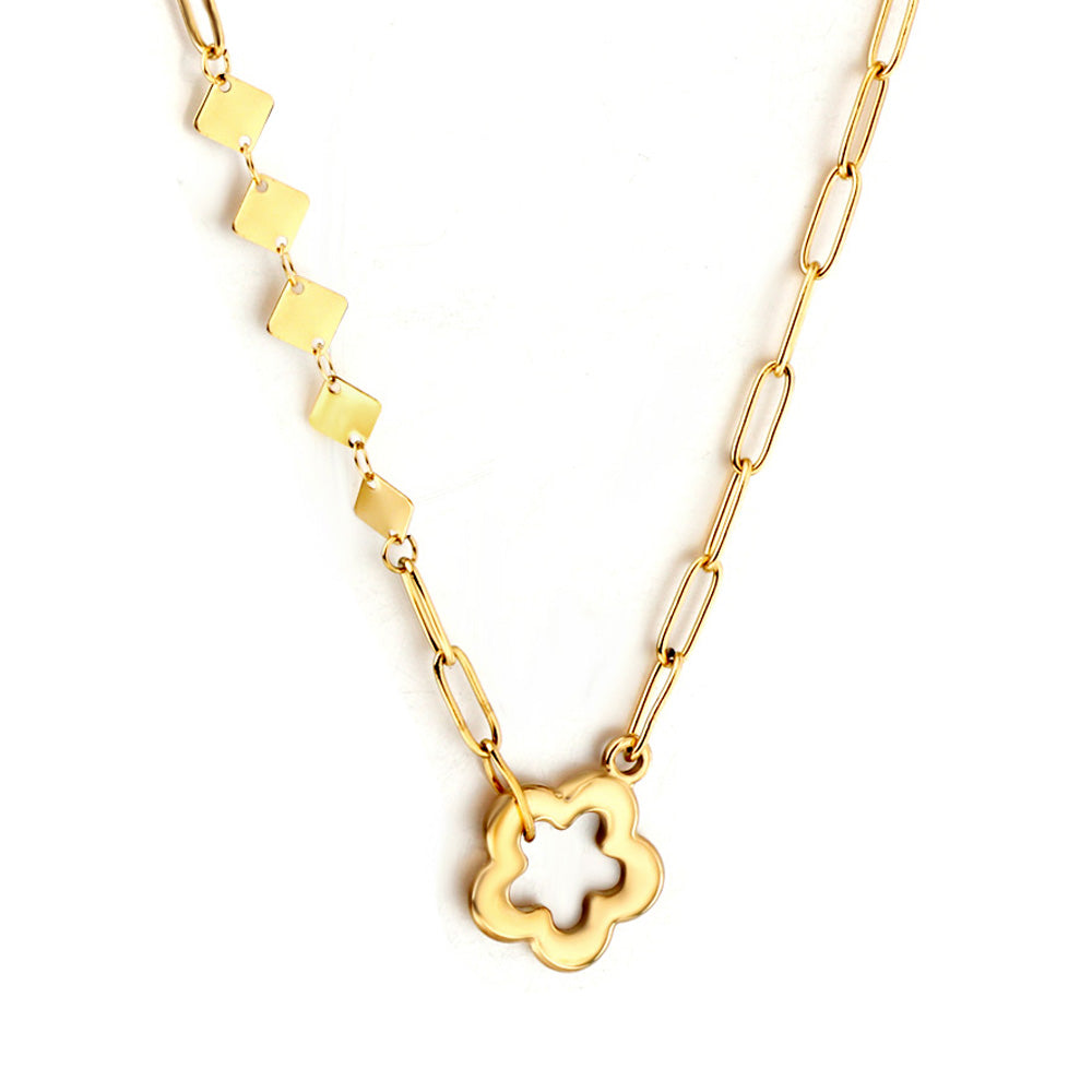 Perzikbloesem &amp; vierkante bedelketting