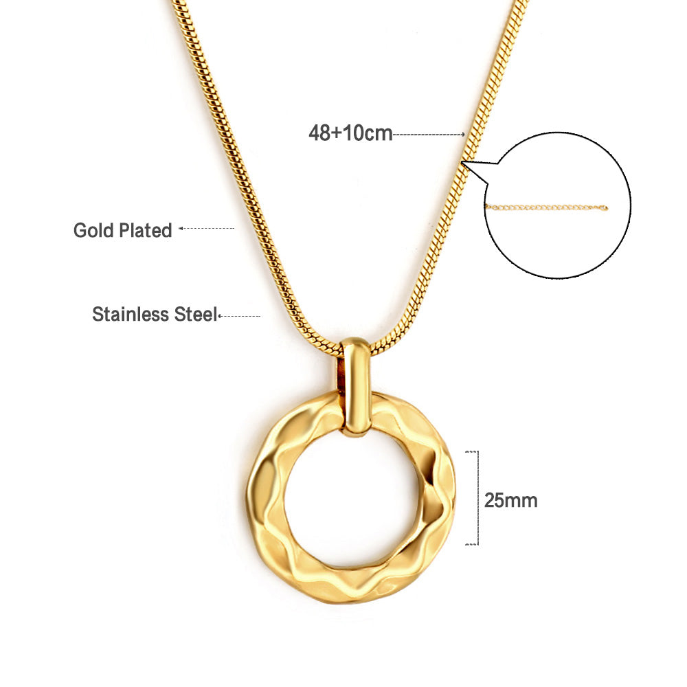 Gestructureerde gouden cirkel hanger ketting