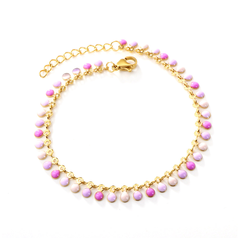 Colorful Round Drip Oil Bracelet