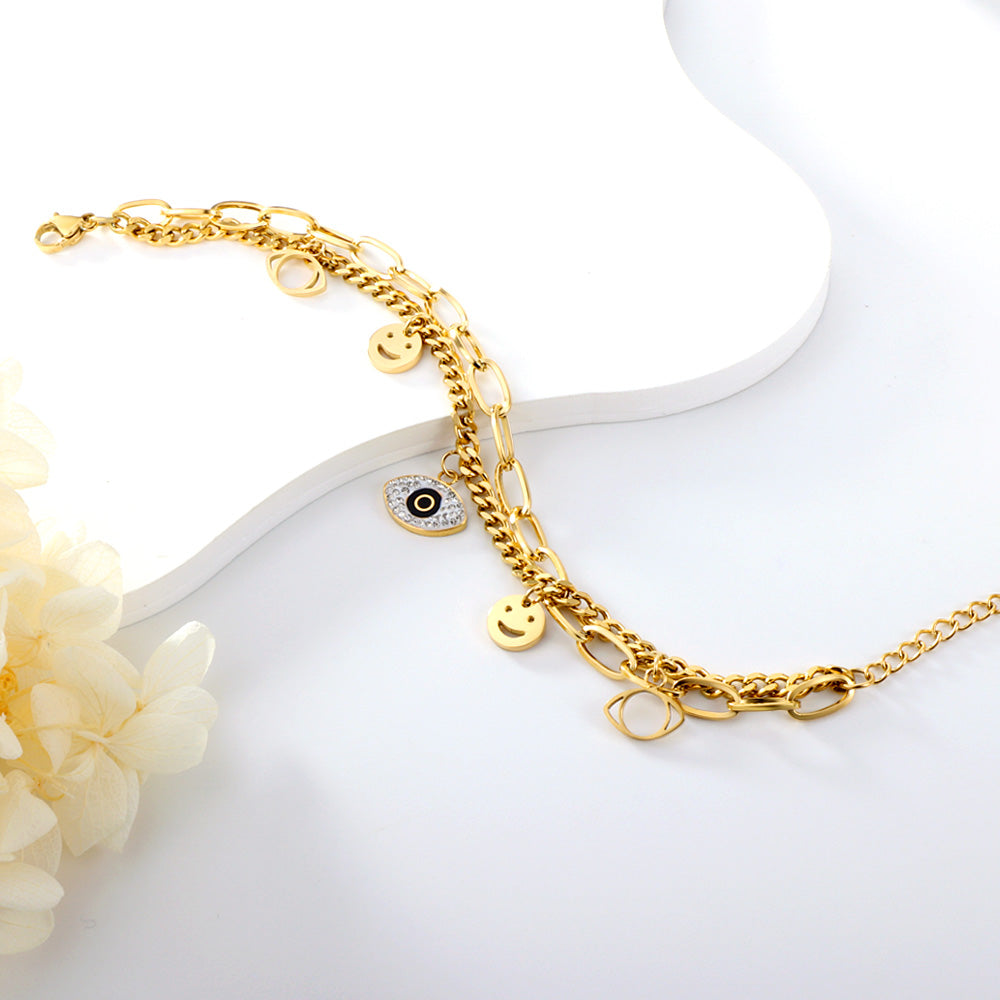 Smileygezichten en gemengde kleuren diamanten armband