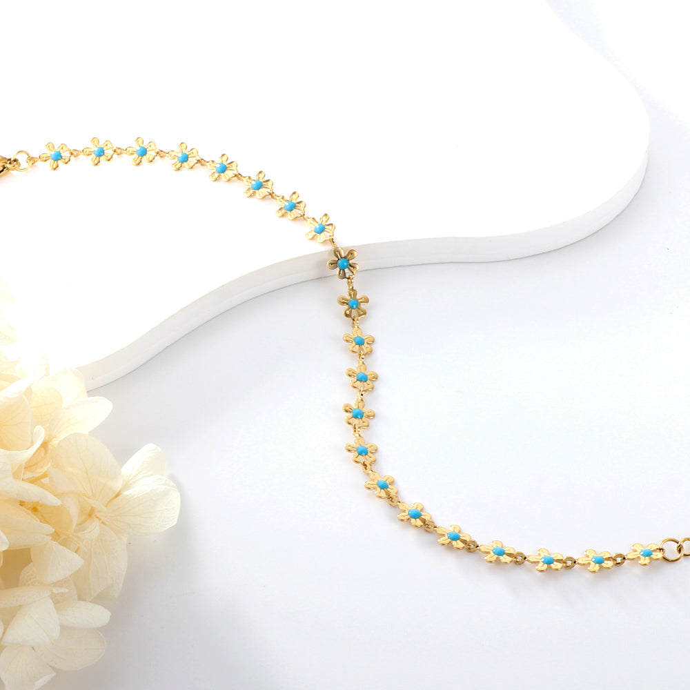 Peach Blossom Blue Oil Drip Bracelet