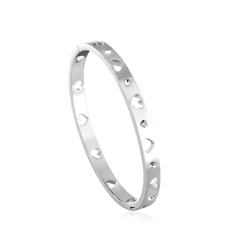 Stalen kleur diamant accent harde armband