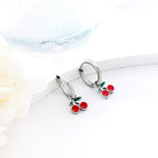 Boucles d'oreilles Cercle avec cerise rouge