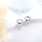 Oorbellenset met cirkel, maan en ster