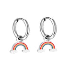 Boucles d'oreilles cercle avec arc-en-ciel de couleurs mélangées