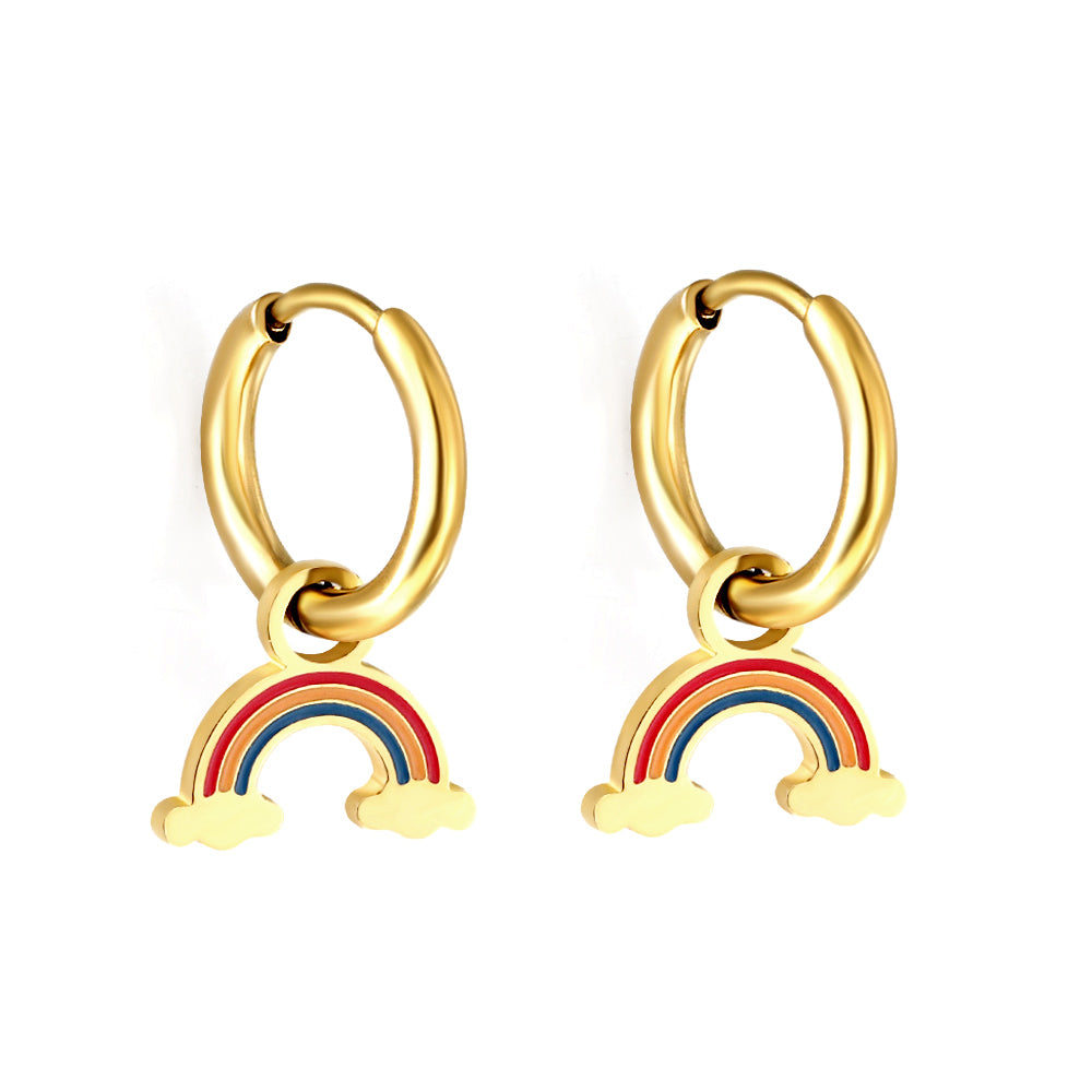 Boucles d'oreilles cercle avec arc-en-ciel de couleurs mélangées