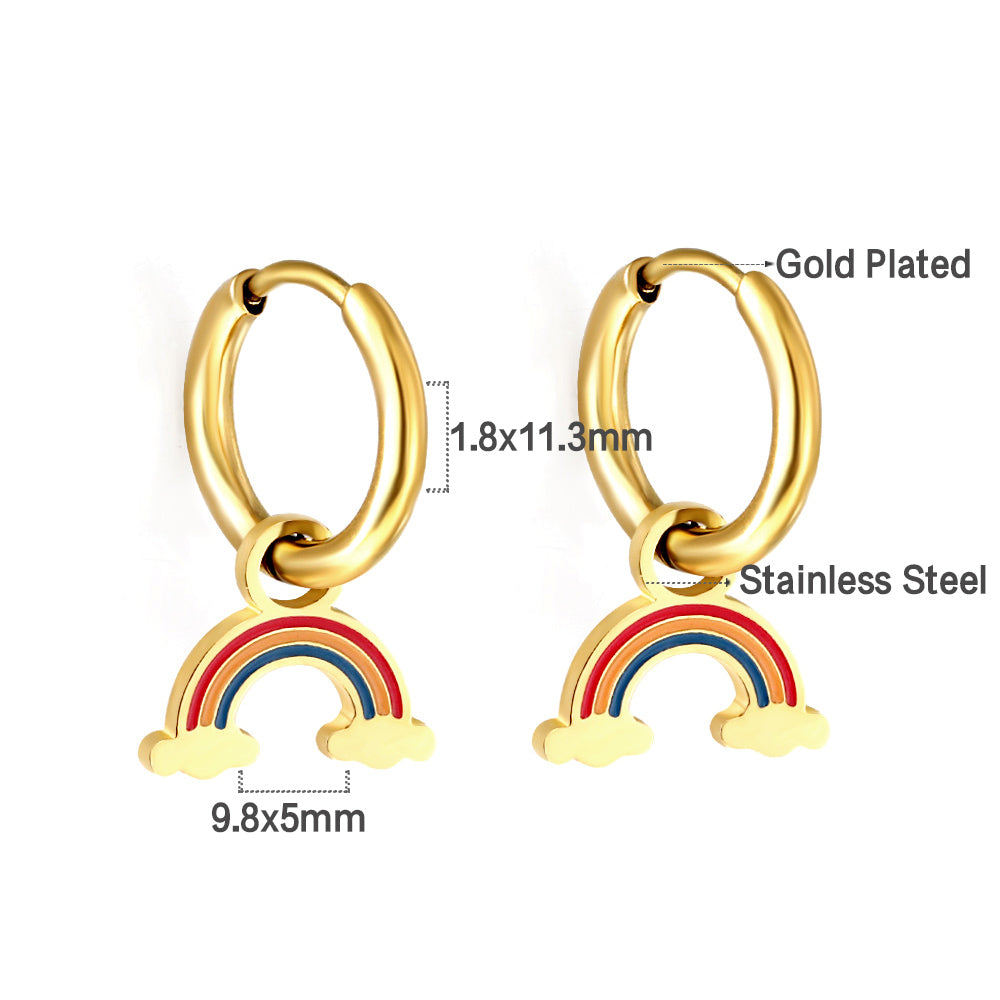Boucles d'oreilles cercle avec arc-en-ciel de couleurs mélangées