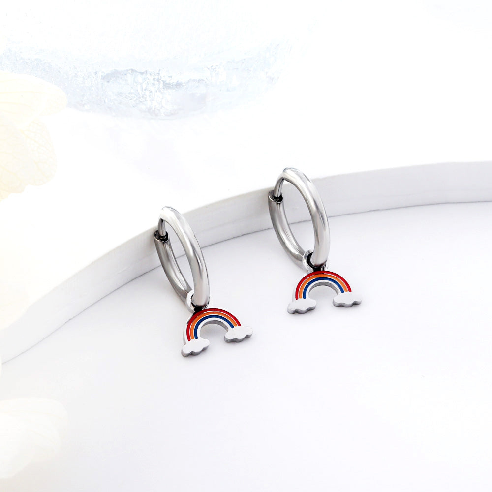 Boucles d'oreilles cercle avec arc-en-ciel de couleurs mélangées