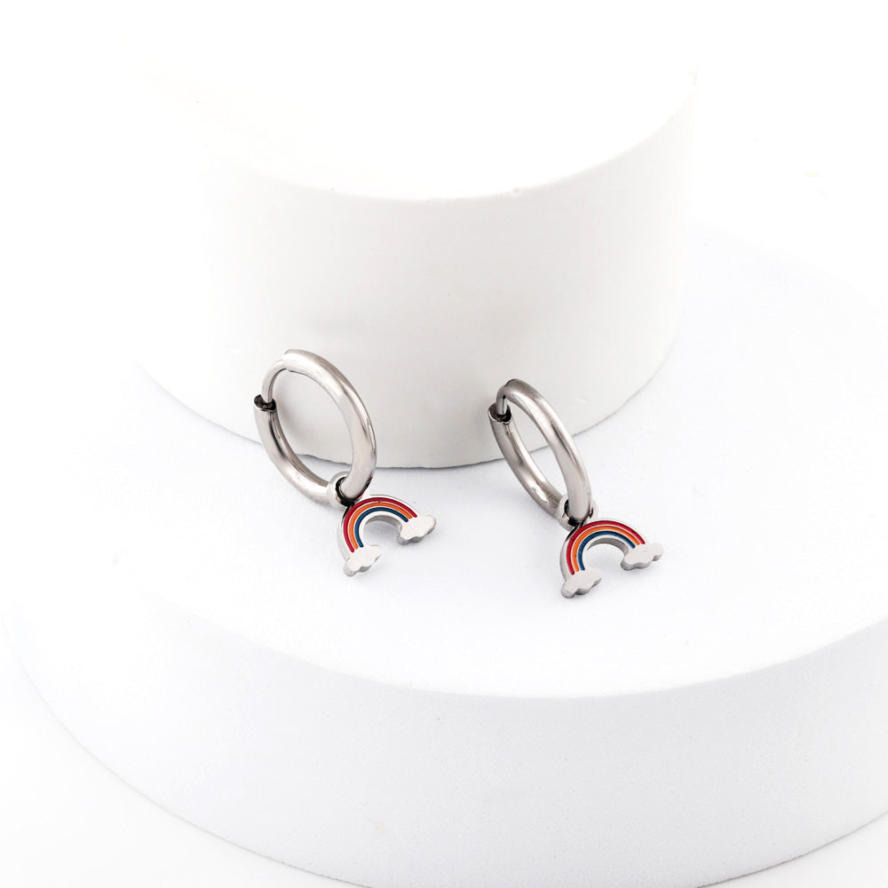 Boucles d'oreilles cercle avec arc-en-ciel de couleurs mélangées