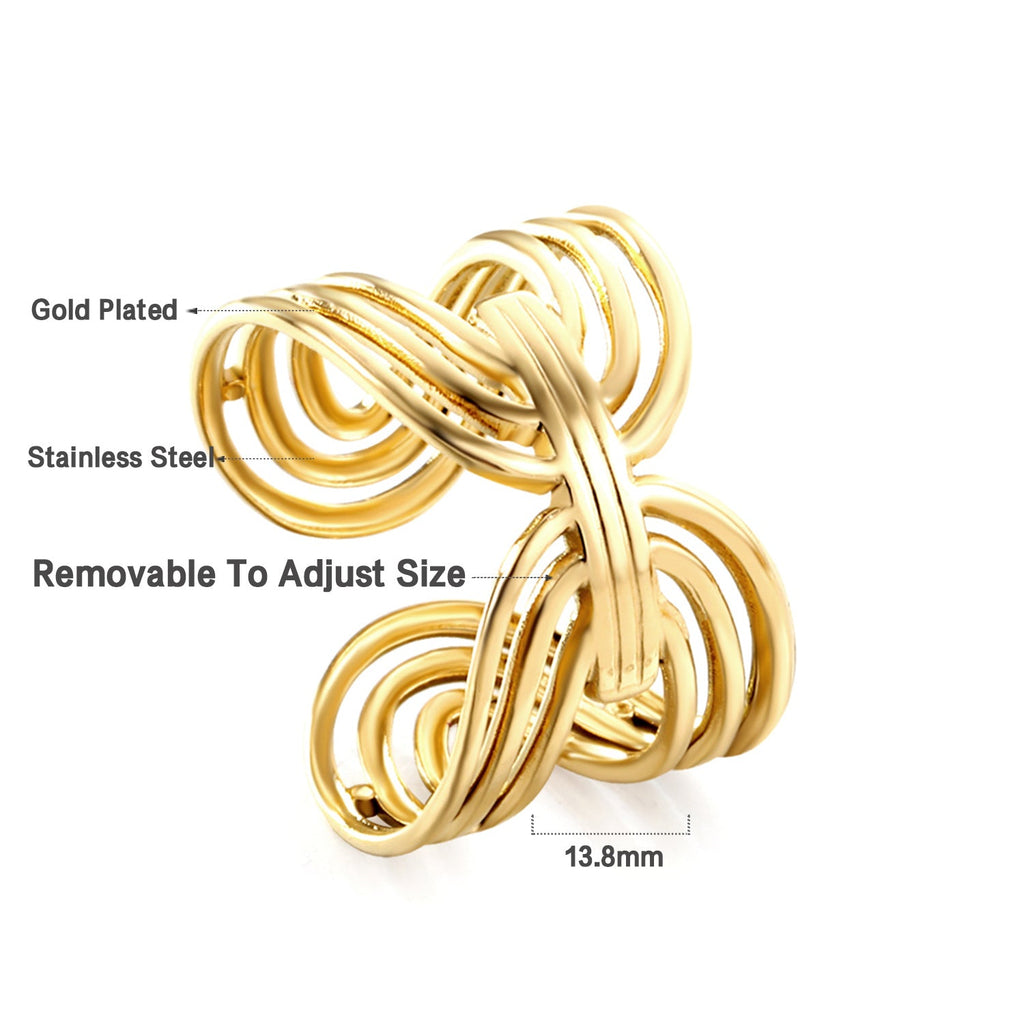 Statement ring van roestvrij staal in goudkleur