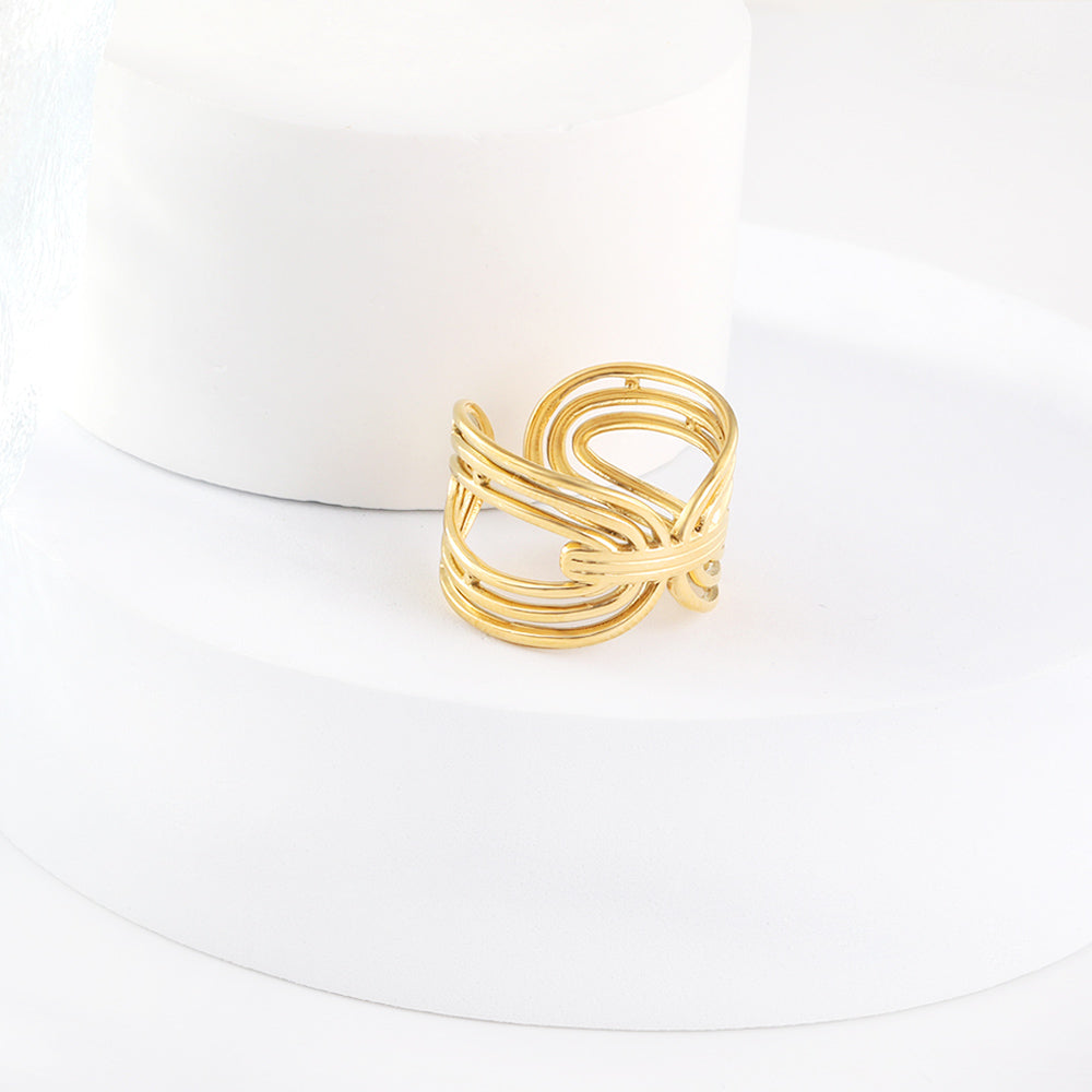 Statement ring van roestvrij staal in goudkleur