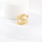 Statement ring van roestvrij staal in goudkleur