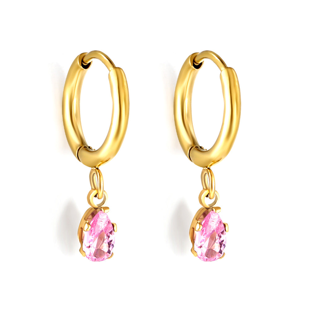 Zirkonia oorbellen met druppelvorm