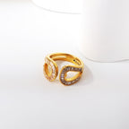 Dubbele ronde open ring met diamantzetting