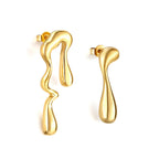 Gold stainless steel irregular drop earrings for women by The JCS Jewelry