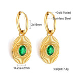 Roze en groene CZ-goudkleurige oorbellen