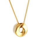 Minimalist gold-tone pendant necklace with adjustable chain – modern stainless steel jewelry by JSC Jewelry.