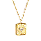 Vierkante plaquette hart zirkonia hanger ketting