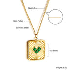 Vierkante plaquette hart zirkonia hanger ketting