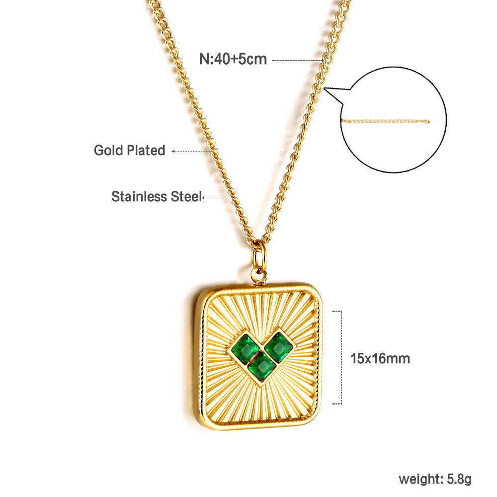 Vierkante plaquette hart zirkonia hanger ketting