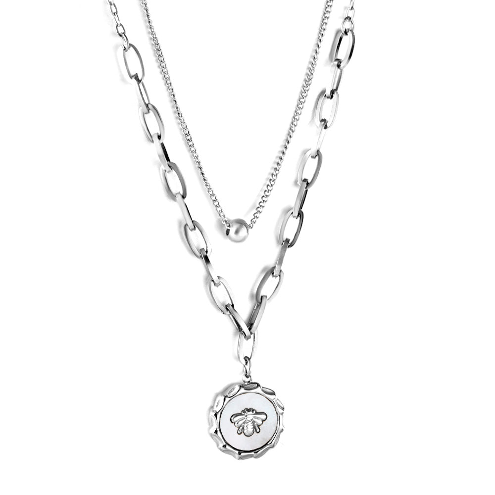 Samengestelde hangerketting met witte schelpen