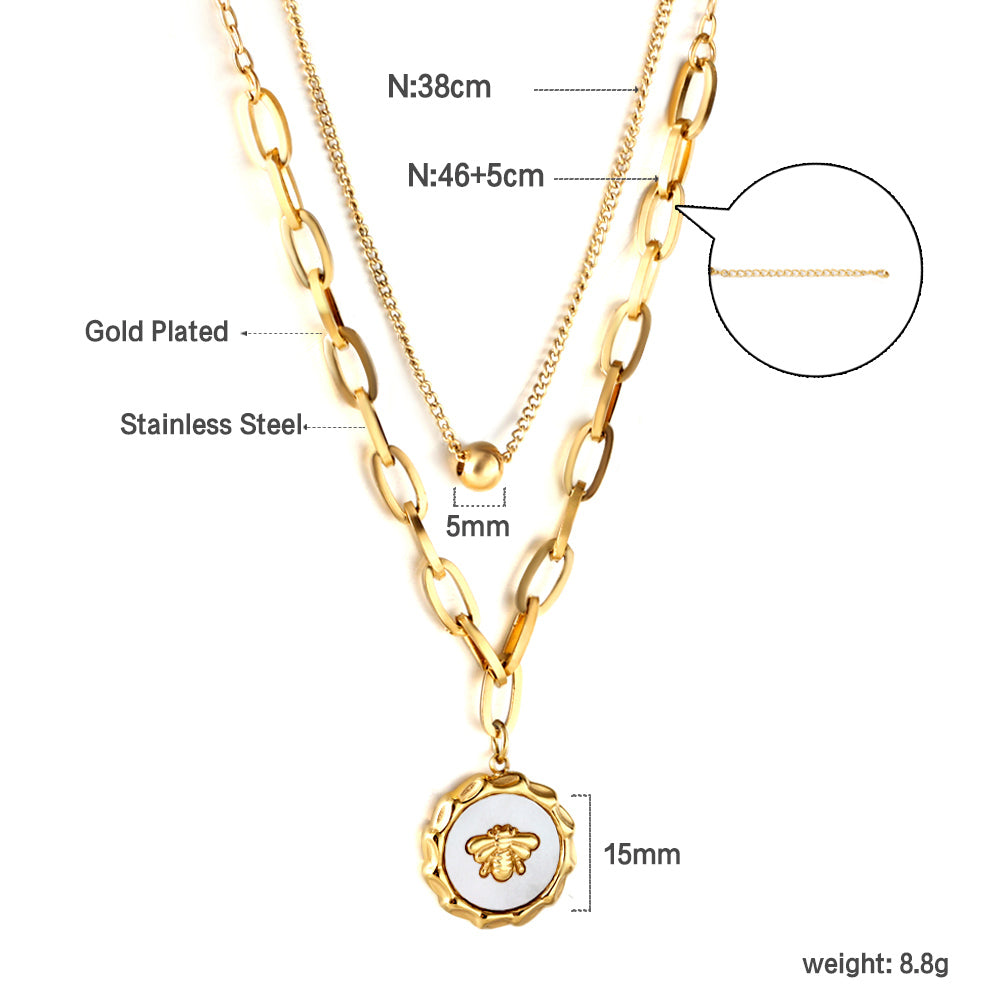 Samengestelde hangerketting met witte schelpen