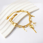 Bracelet double chaîne cœur et étoile 