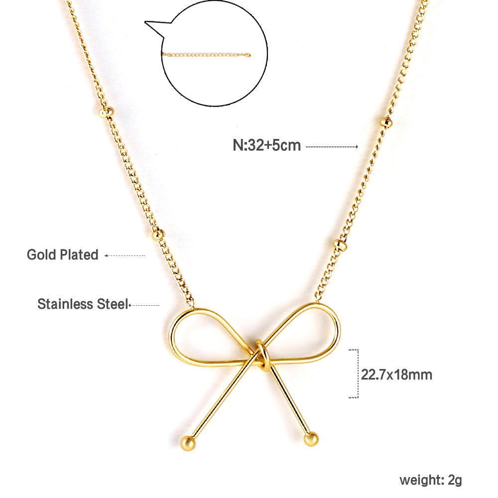 Golden Bow Pendant Necklace