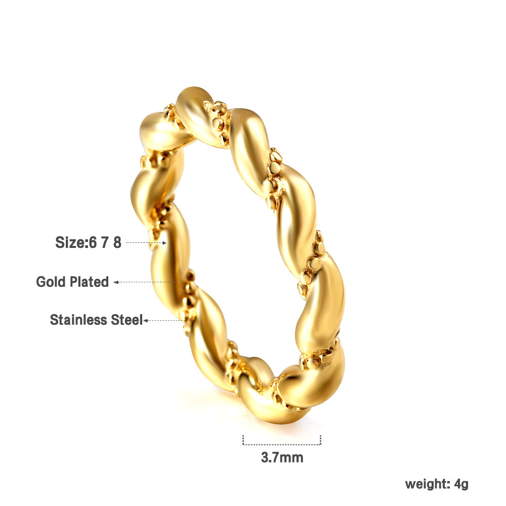 Gedraaide diamanten ring van roestvrij staal