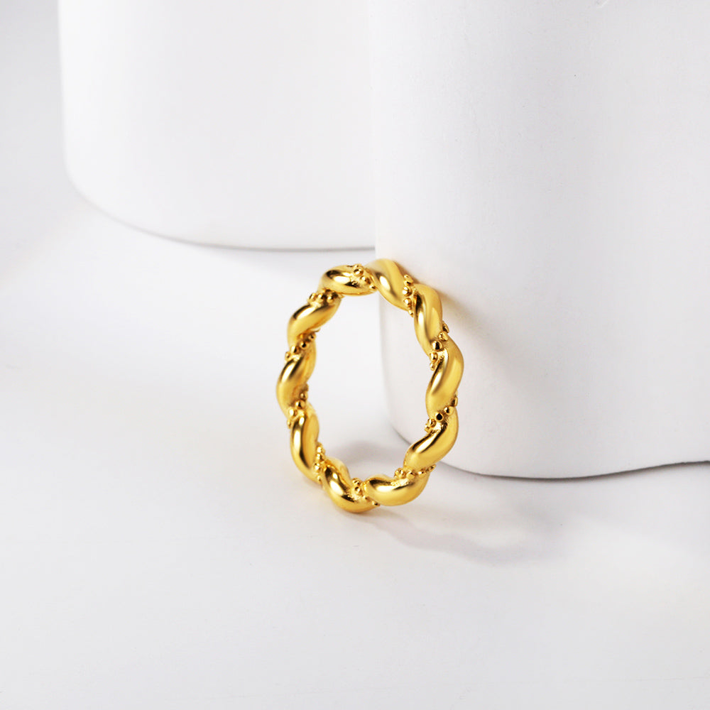 Gedraaide diamanten ring van roestvrij staal