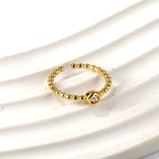 Open ronde kraal zirkonia ring