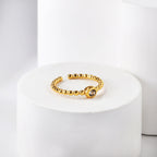 Open ronde kraal zirkonia ring