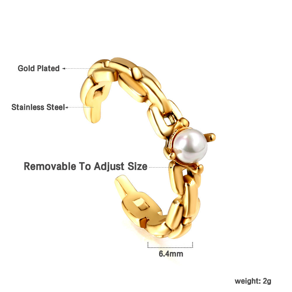 Zoetwaterparel geometrische ring