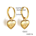 Boucles d'oreilles rondes en forme de cœur avec motif œil