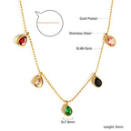 Waterdruppel gemengde kleuren diamanten hanger ketting