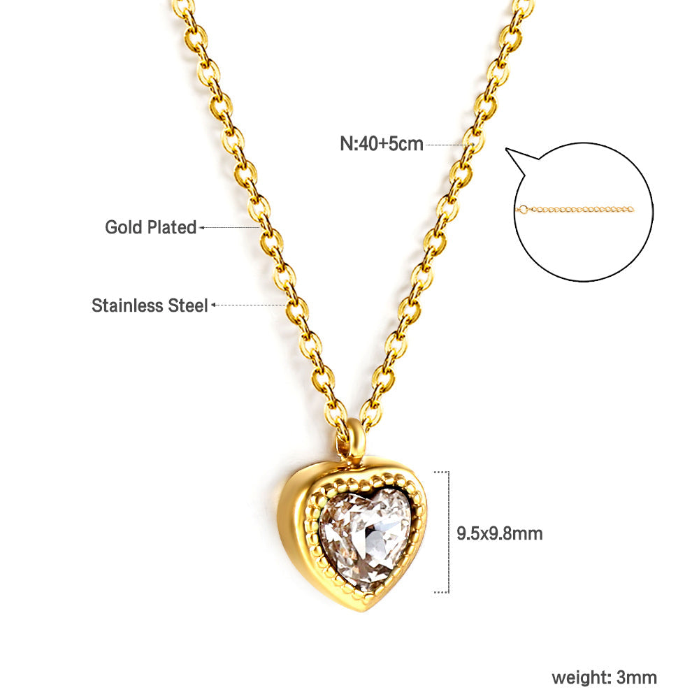 Ketting met veelkleurige hartvormige diamanthanger