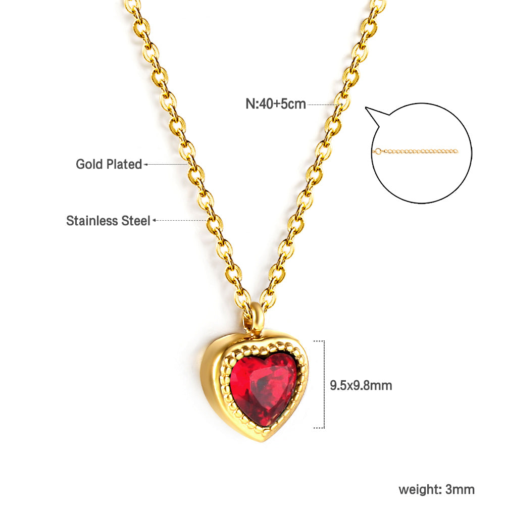 Ketting met veelkleurige hartvormige diamanthanger