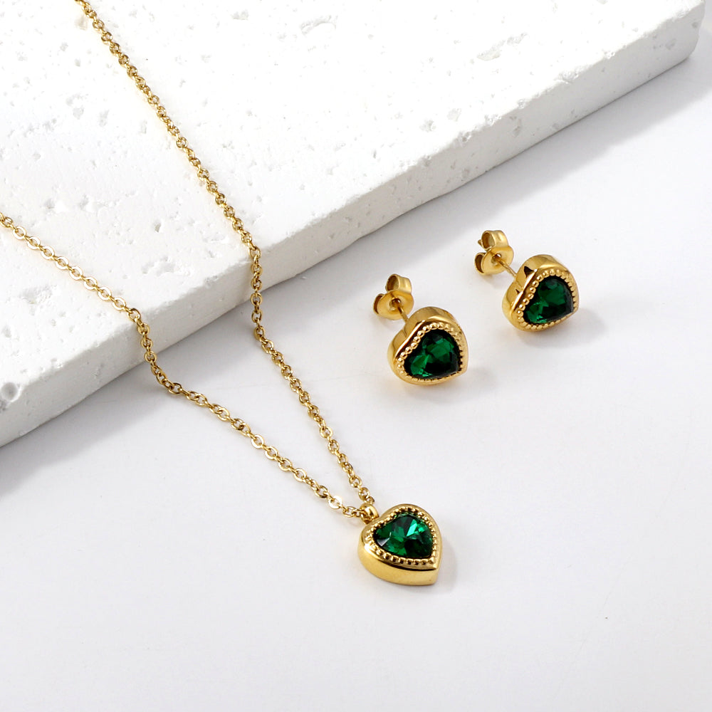 Ketting met veelkleurige hartvormige diamanthanger