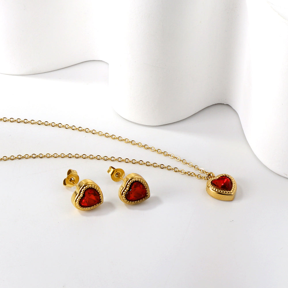 Ketting met veelkleurige hartvormige diamanthanger