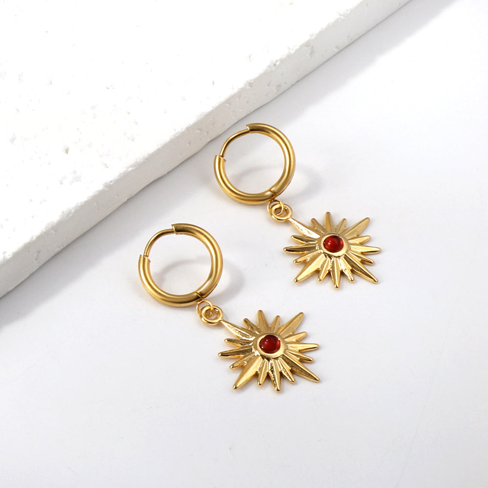 Lucky Star Rode CZ Oorbellen