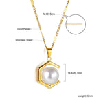 Pentagonal White Pearl Pendant Necklace