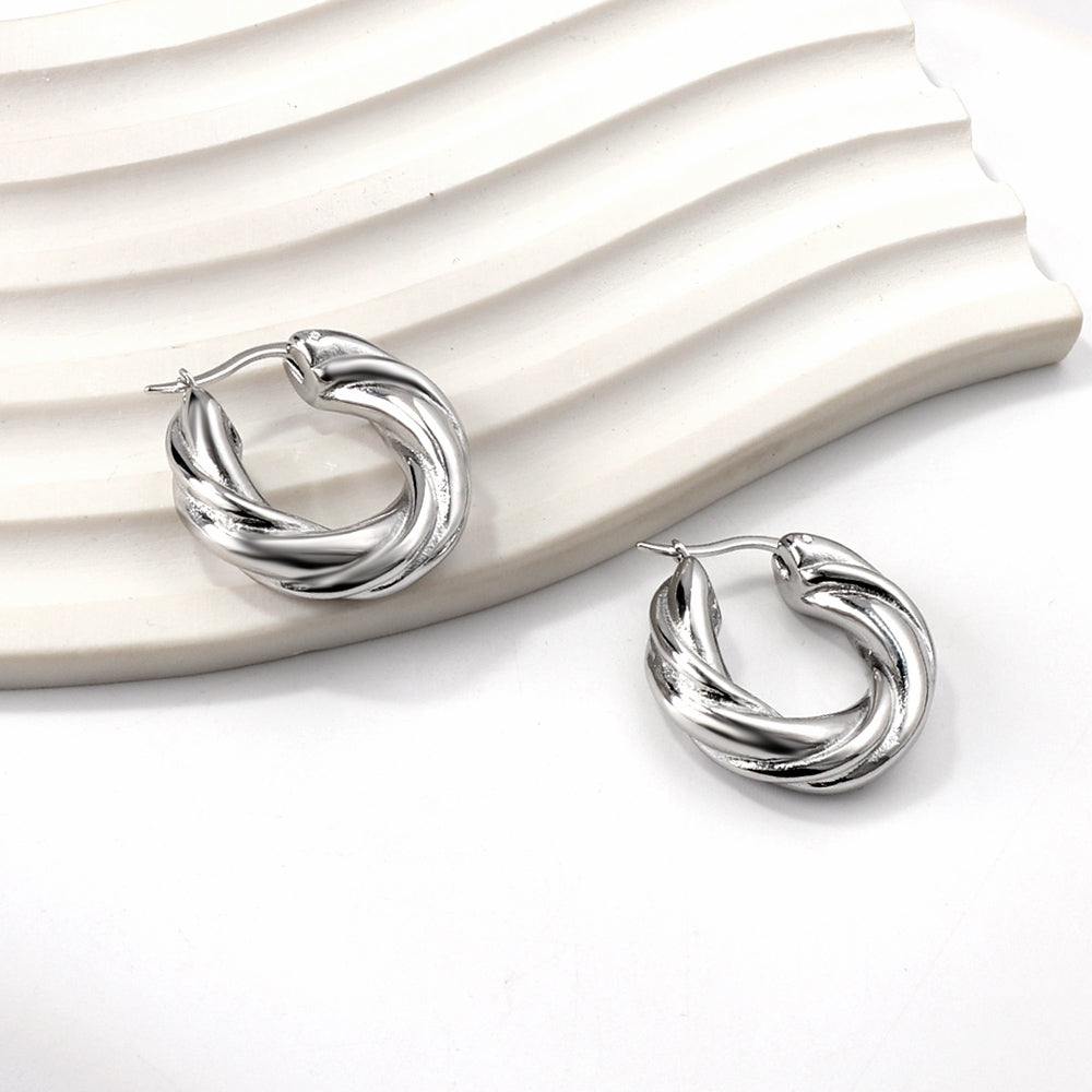 Twisted Round Hoop Earrings