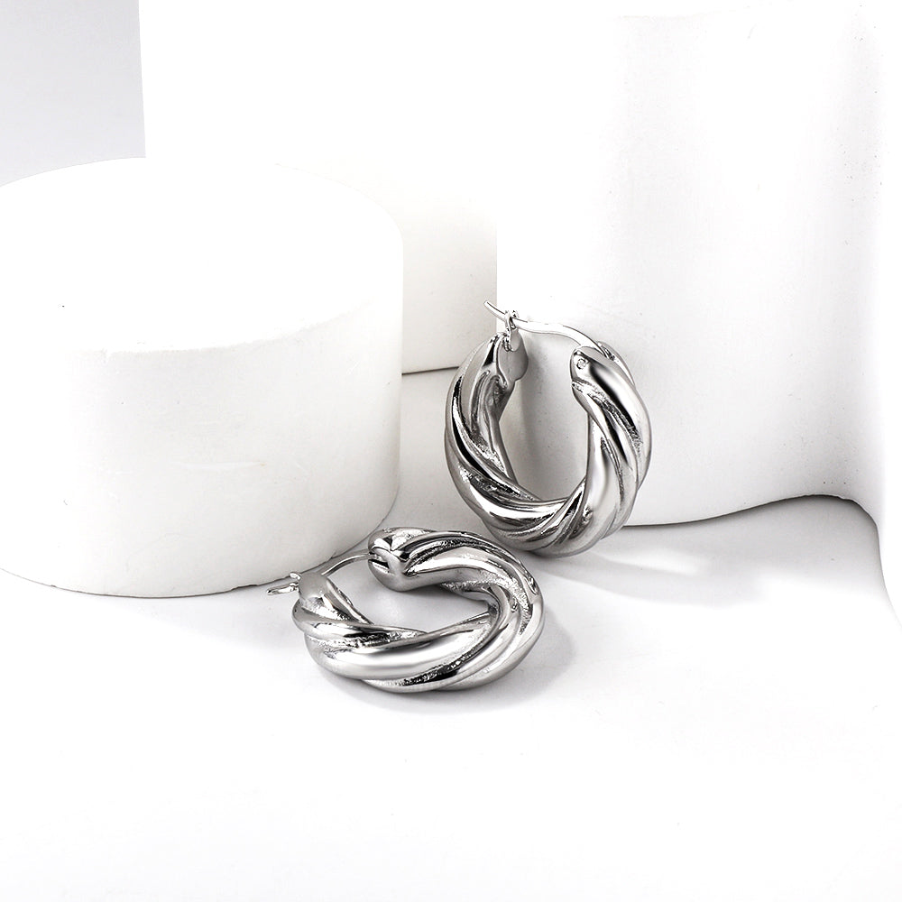 Twisted Round Hoop Earrings