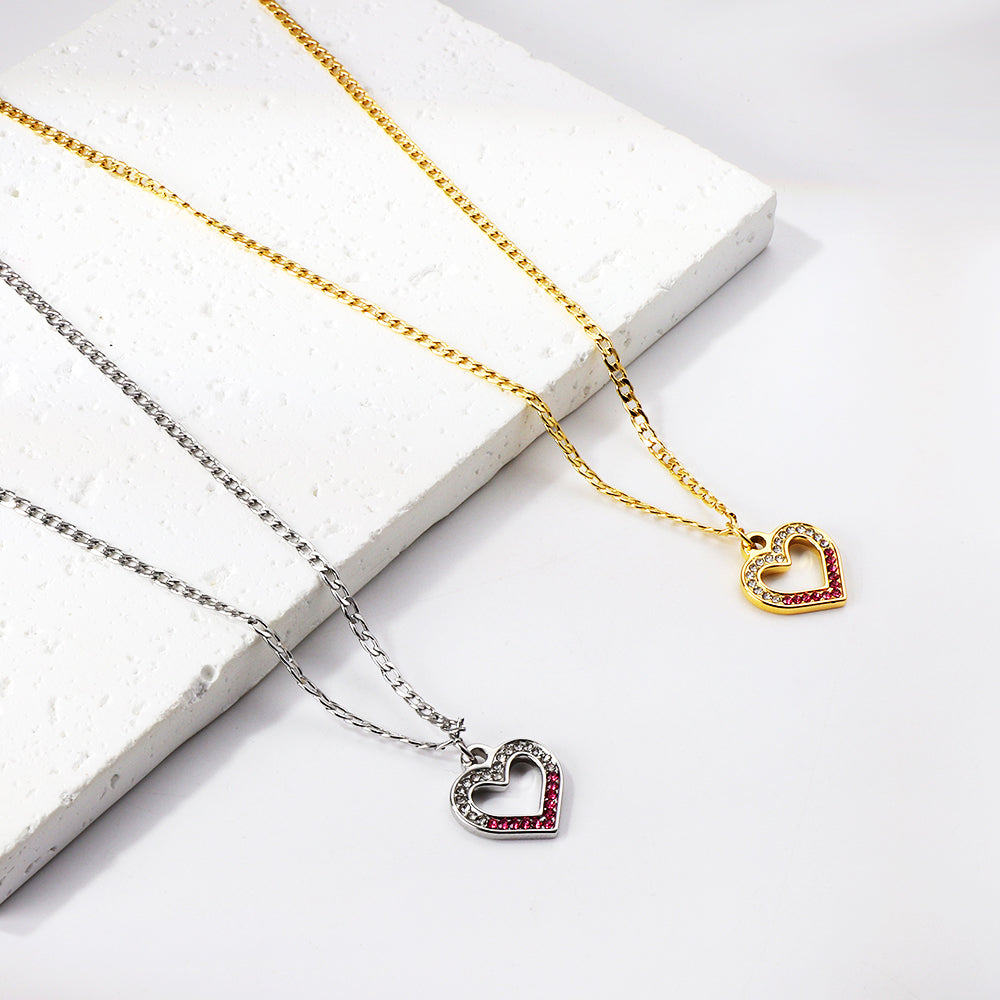 Hartvormige diamanten hanger ketting