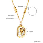 Lange ovale rozen- en witte schelphangerketting