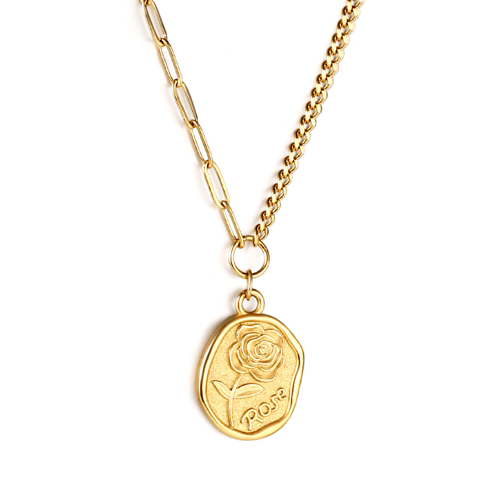 Lange ovale rozenhanger ketting