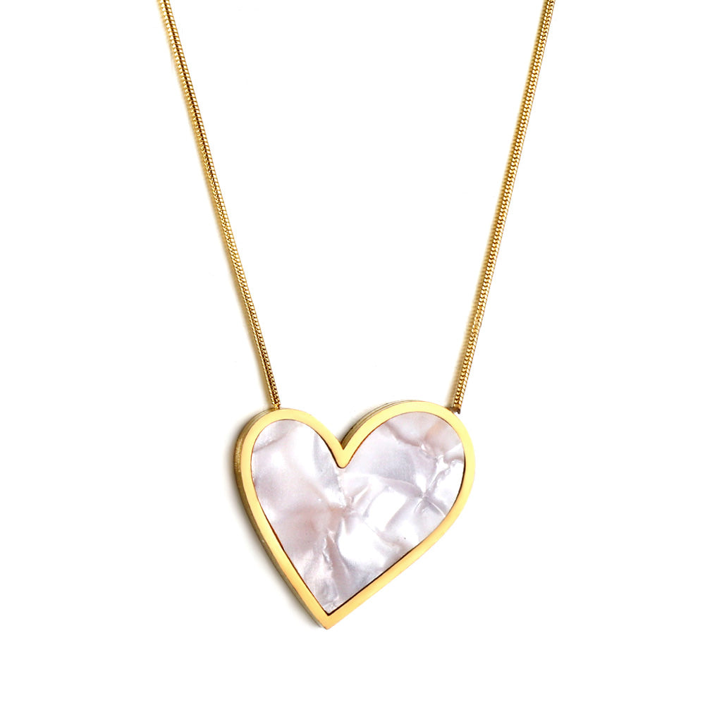 Witte en zwarte schelp rechterhart hanger ketting