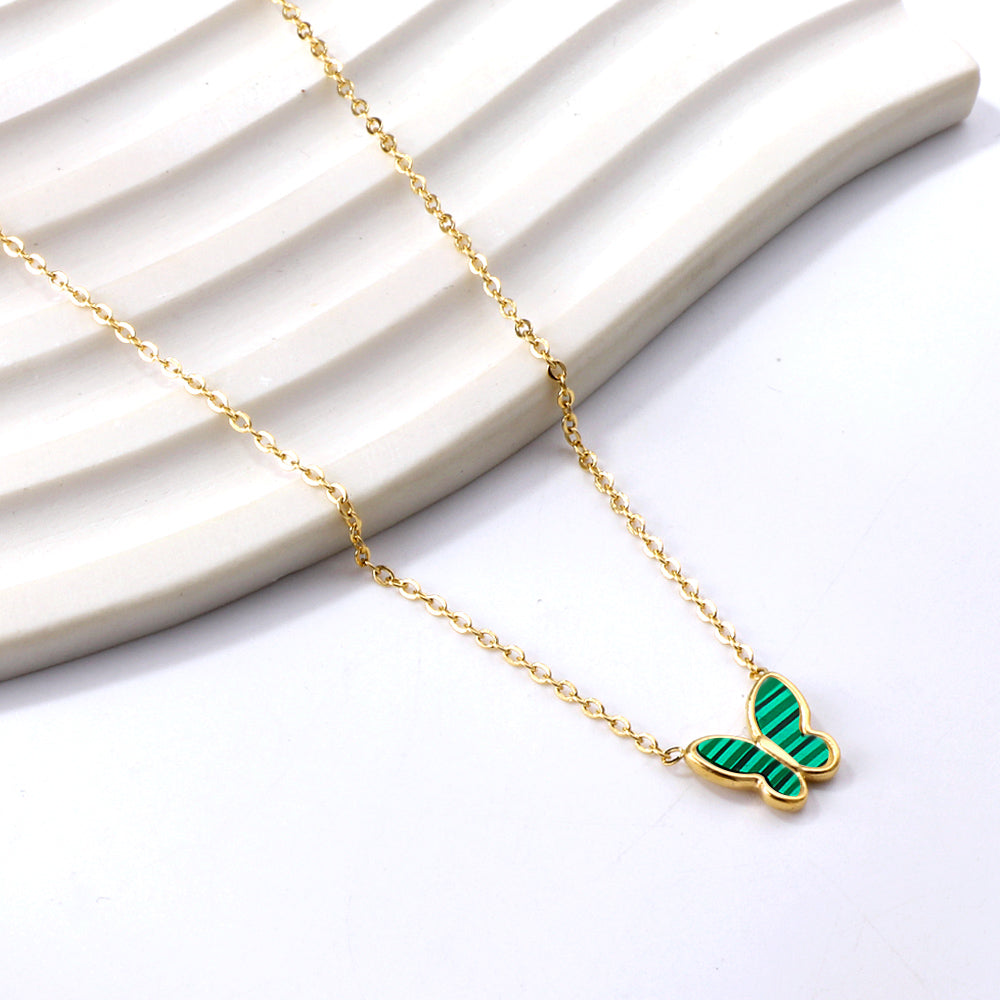 Groene en witte vlinderhangerketting