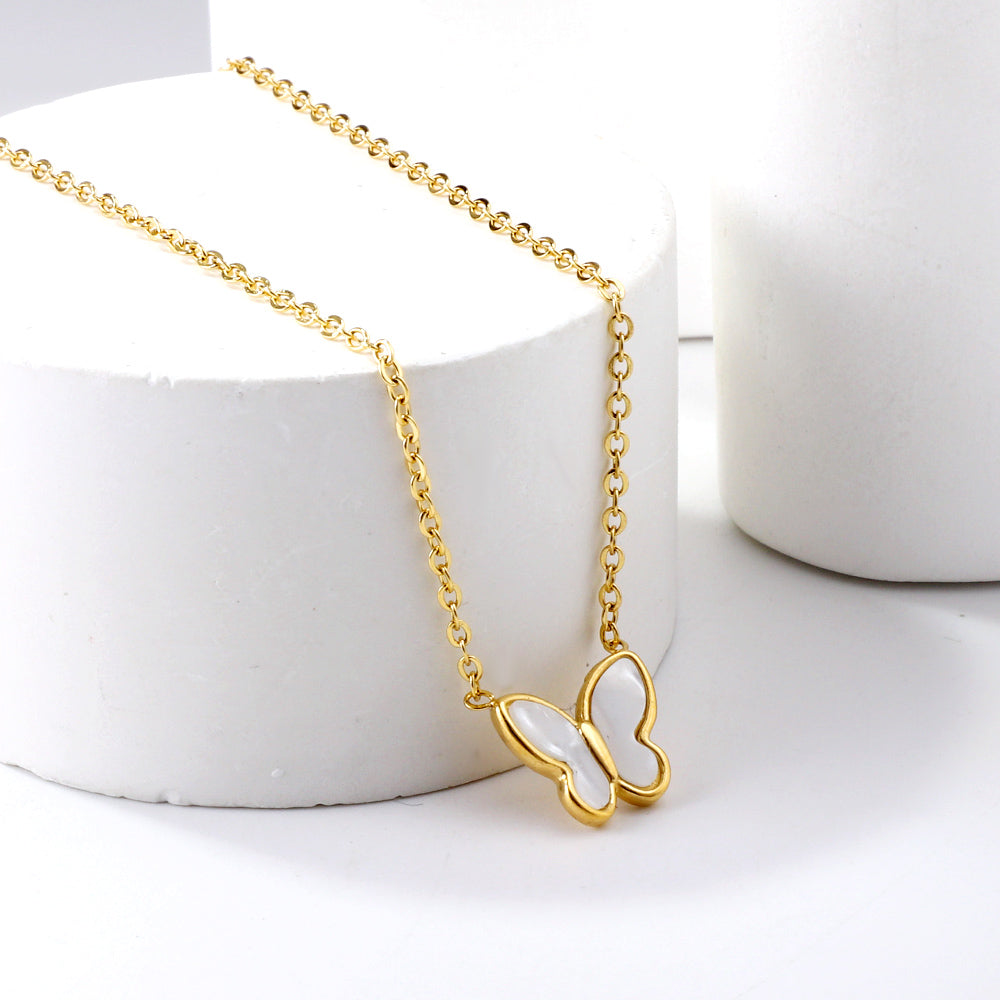 Groene en witte vlinderhangerketting